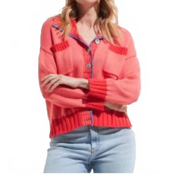 NEW ZAKET & PLOVER women's cardigan top in coral